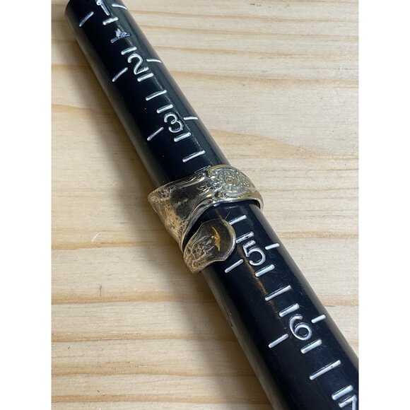 Vintage Silver Spoon Ring Floral Engraving - Picture 2 of 5